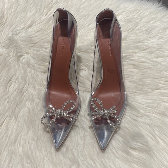 New Amina Muaddi Rosie glass pointed toe pump size 39.5EU - Picture 14 of 15
